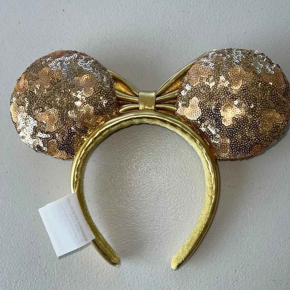 Disney Parks Gold Hidden Mickey Pattern Sequin Ears Headband